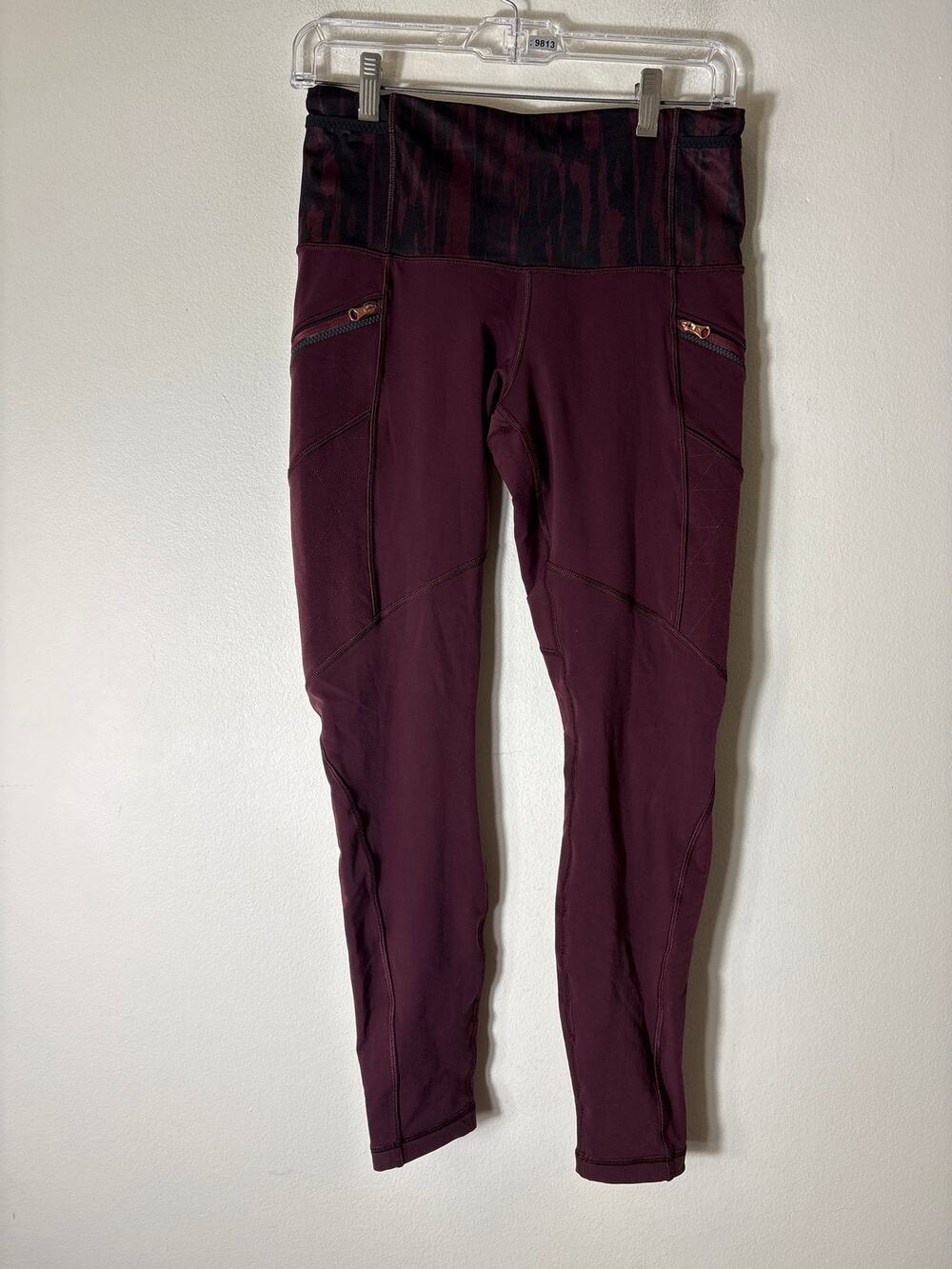 Lululemon Maroon Zip Pocket Athletic Ankle Leggings Sz 8
